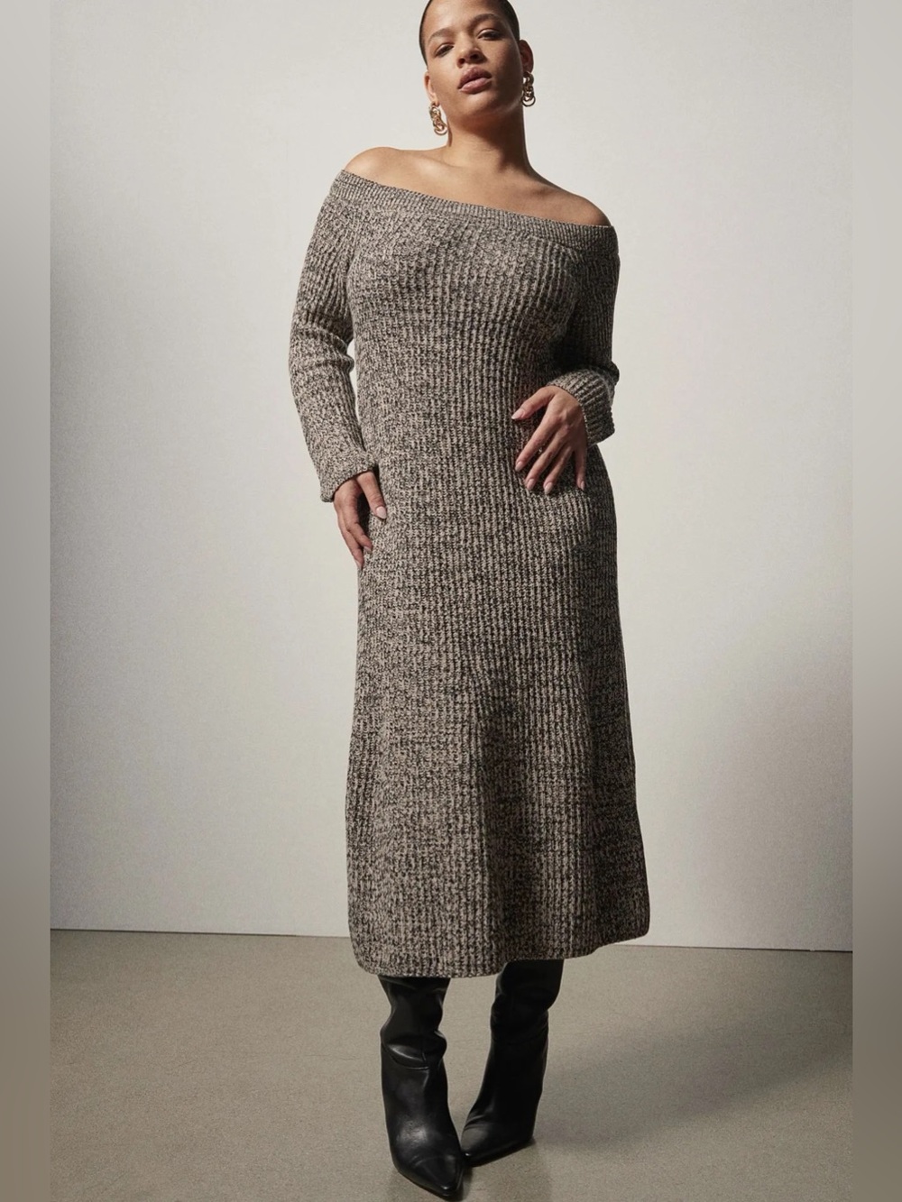 H&M Rib-Knit Off-the-Shoulder Dress Small NWT